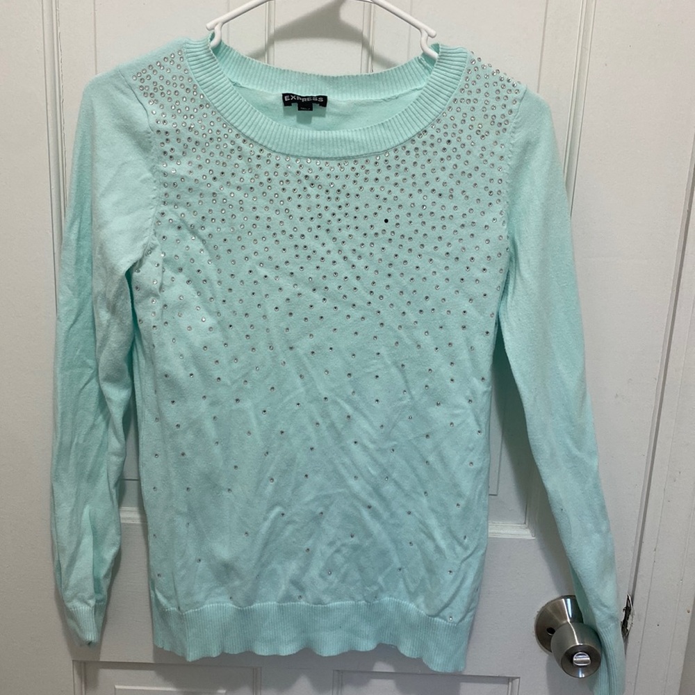 Express sequined baby blue sweatshirt